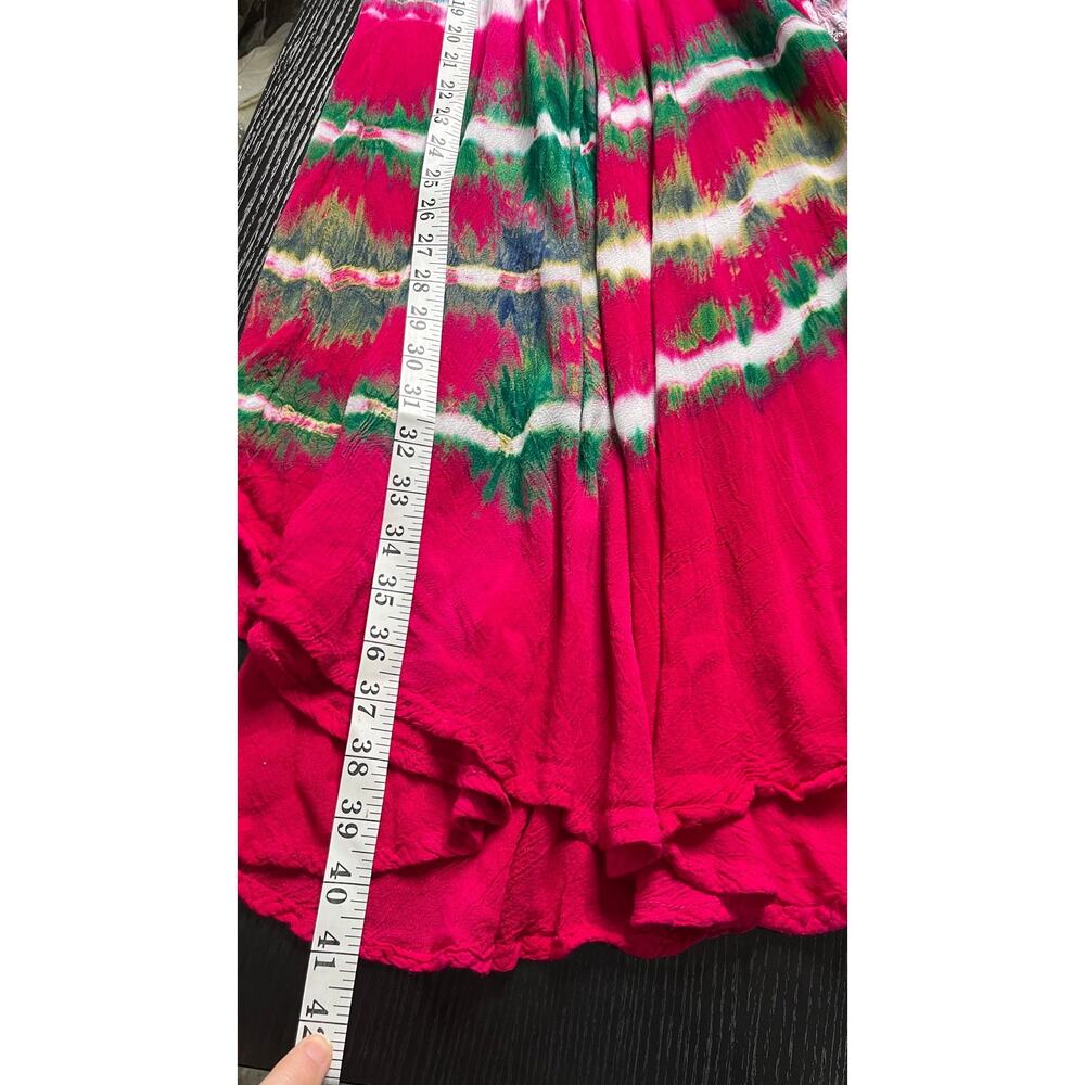India Boutique Vibrant Boho Tie Dye Bollywood Style Crinkly Gauze Midi Dress - Picture 5 of 7